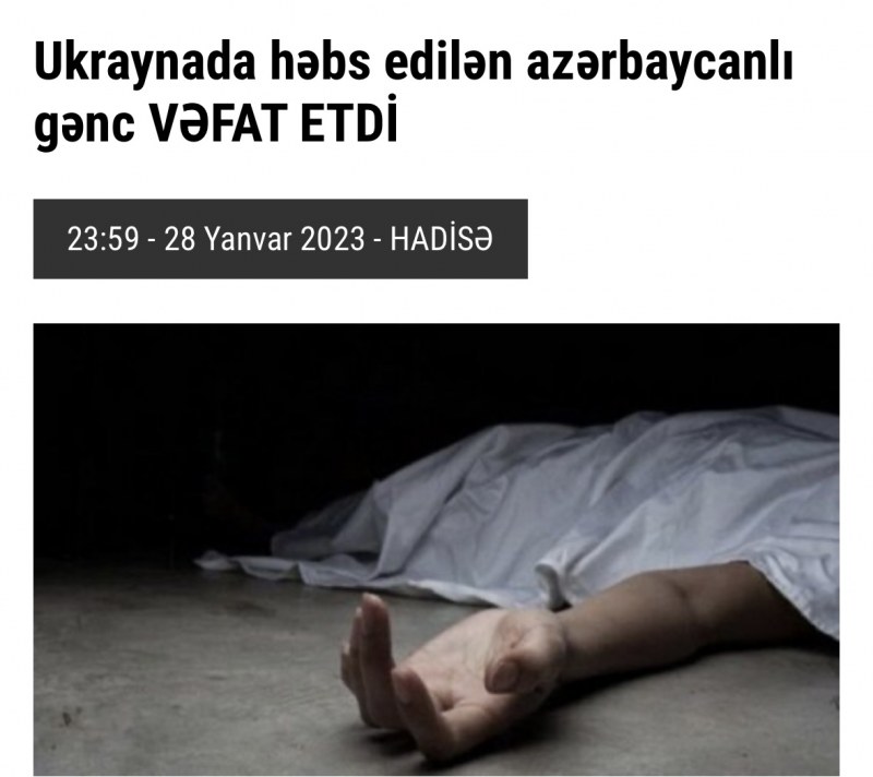  Ukraynda vəfat edən şəxslə bağlı xəbərə görə ÜZÜRHAXLIQ  