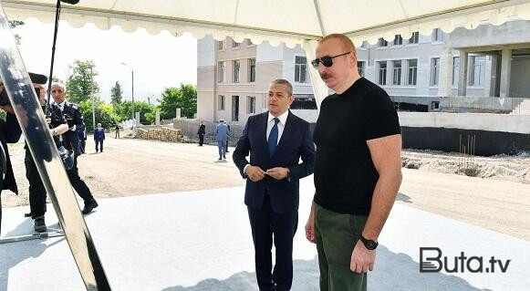  Prezident Şuşada 1 nömrəli tam orta məktəbdə - Foto  