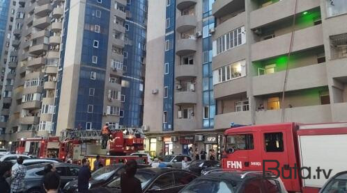  Bakıxanovda çoxmərtəbəli binada yanğın - Foto  