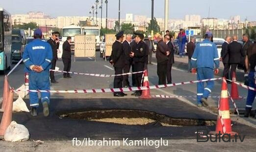  Bakıda yol çökdü - Foto  