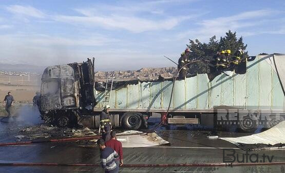  Qaxda İran vətəndaşının TIR-ı yandı - Foto  