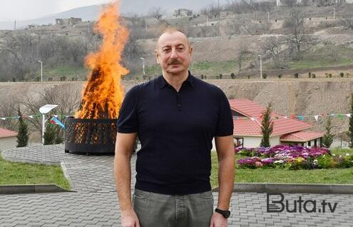  Prezident Xankəndidə Novruz tonqalını alovlandırdı  