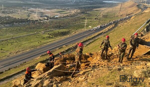  Badamdarda qaya parçaları ərazidən götürüldü - Video  