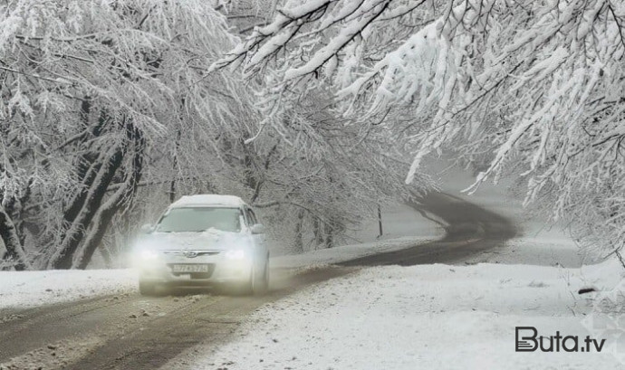  Bakı-Şamaxı-Yevlax yolu buz bağladı - Foto  